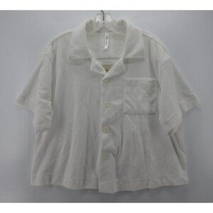 Fabletics Shirt Medium Island Terry Cloth Boxy Shirt Button Up NWT *